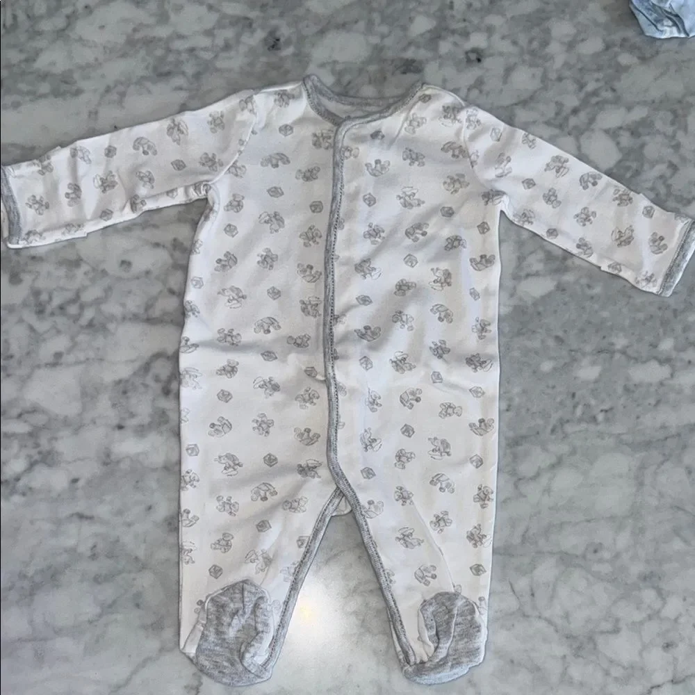 RALPH LAUREN POLO CLASSIC BEAR White & Gray Footie 3M